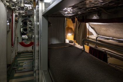 France, Loire Atlantique, Saint Nazaire, the Espadon submarine (S637), the first submarine of the French Navy to dive under the ice floe in 1964, sheltered in the bunker of the Fortified Lock of the former German submarine base built during the last world war