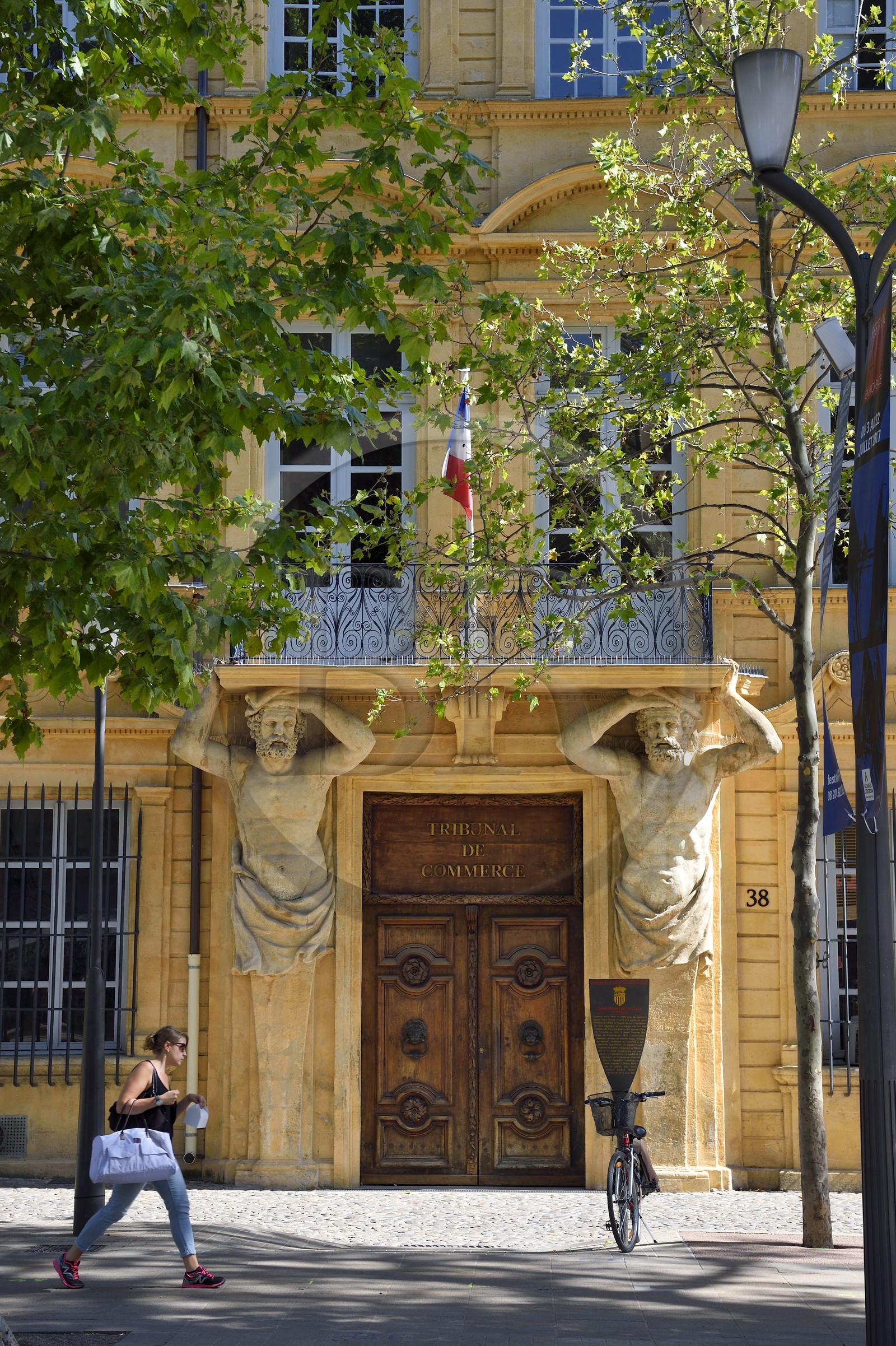 France, Bouches-du-Rhône (13), Aix en Provence, Cours Mirabeau, hôtel particulier Maurel de Pontevès du milieu XVIIe siècle, atlantes