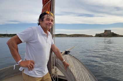 France, Var, Iles d'Hyeres, Parc National de Port Cros (National park of Port Cros), Porquerolles island, Marc Frilet who with his wife Edith rehabilitate the Fort du Petit Langoustier dating from the 17th century as a model of sustainable development
