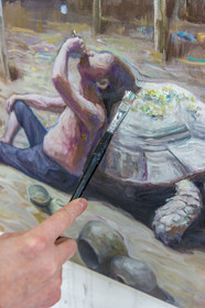 France, Seine Saint Denis, Les Lilas near Paris, the artist Ru Xiao Fan in his workshop