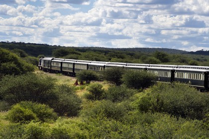 Namibia, Otjozondjupa region, the Shongololo express train crossing the Namibian bush