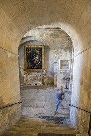 France, Bouches du Rhone, Tarascon, the royal collegiate church of Sainte-Marthe built in the 11th and 12th centuries, the upper church and access to the crypt