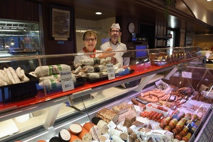 France, Bas Rhin, Strasbourg, old town listed as World Heritage by UNESCO, butcher's shop and delicatessen Frick Lutz in the rue des Orfèvres