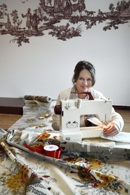 France, Haut Rhin, Mulhouse, Museum of Printed Textiles, Marie-Jo Gebel creator of the official Christmas fabric of the city of Mulhouse, here that of 2021