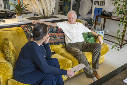 France, Paris, visual artist Jean-Pierre Raynaud in his studio apartment