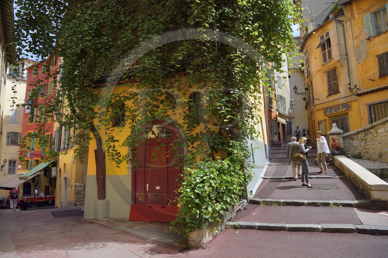 France, Alpes-Maritimes (06), Nice, vieille ville, la Maison de la Treille peinte par Raoul Dufy et la rue Saint-Augustin