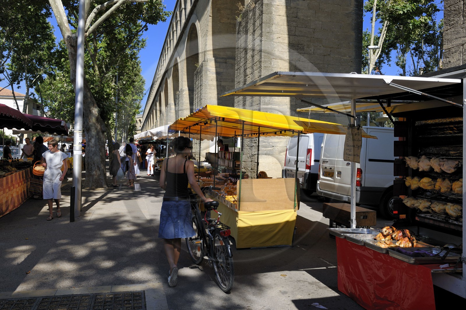 France, Hérault (34), Montpellier, Marché des Arceaux sous l'Aqueduc Saint Clément