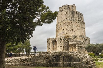France, Gard, Nimes, the Magne tower, a Gallo-Roman monument at the top of the Jardins de la Fontaine