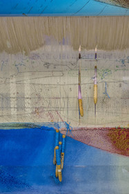 France, Herault, Lodève, Manufacture de la Savonnerie (Savonnerie manufactory) unique annex of the National Carpet Factory of the Savonnerie des Gobelins in Paris, realization on a loom of a carpet Jardin d'Eau designed by Stephane Calais, tapestry brooches