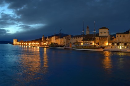 Croatia, Dalmatia, Dalmatian Coast, Trogir, historic center listed as World Heritage by UNESCO, Benedictine Convent of St Nicolas which one perceives the bell tower