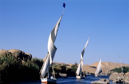 Egypt, Valley of the Nile, Aswan, felucca on the Nile