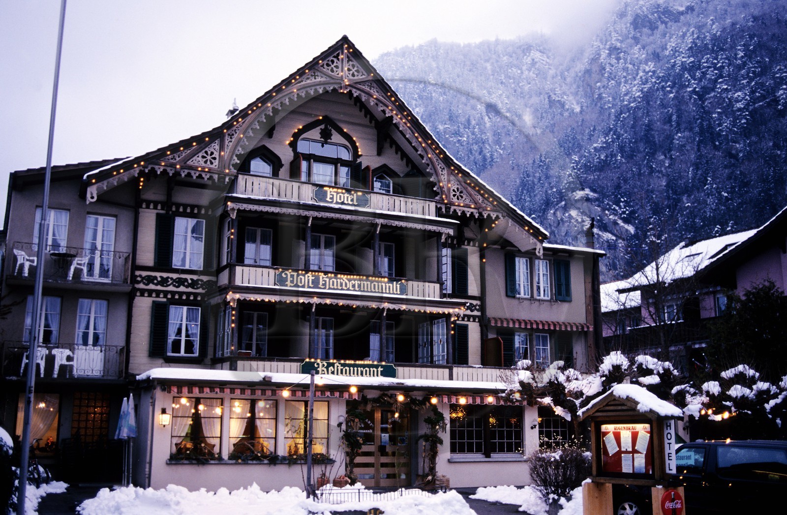 Suisse, région de Bern (Oberland Bernois), Interlaken, l' hôtel-restaurant Post-Hardermannli