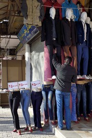 Iran, Isfahan Province, Isfahan, Bazar-e Bozorg (Great Bazaar), clothes shop for men and women