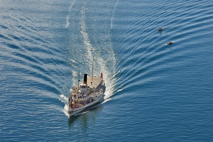 Switzerland, Canton of Vaud, Montreux, the paddle wheel boat Vevey (1907) of the Compagnie Générale de Navigation sur le Lac Léman (CGN)