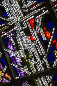 France, Charente-Maritime, Royan, église Notre-Dame de Royan construite de 1955 à 1958 par l'architecte Guillaume Gillet, multicolored glass roof work of master glassmaker Henri-Martin Granel