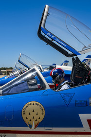 France, Bouches du Rhone, Salon de Provence, air base 701, base of the Patrouille de France (PAF for Patrouille acrobatique de France) of the French Air and Space Force, final preparations by the pilot for the flight aboard his Alphajet aircraft