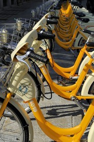 Italy, Lombardy, Milan, self-service bicycles BikeMi