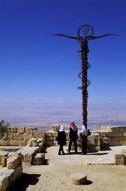 Jordan, Madaba Governorate, The Staff of Moses also called The Brazen Serpent, sculpture by the artist Giovanni Fantoni on the top of Mount Nebo