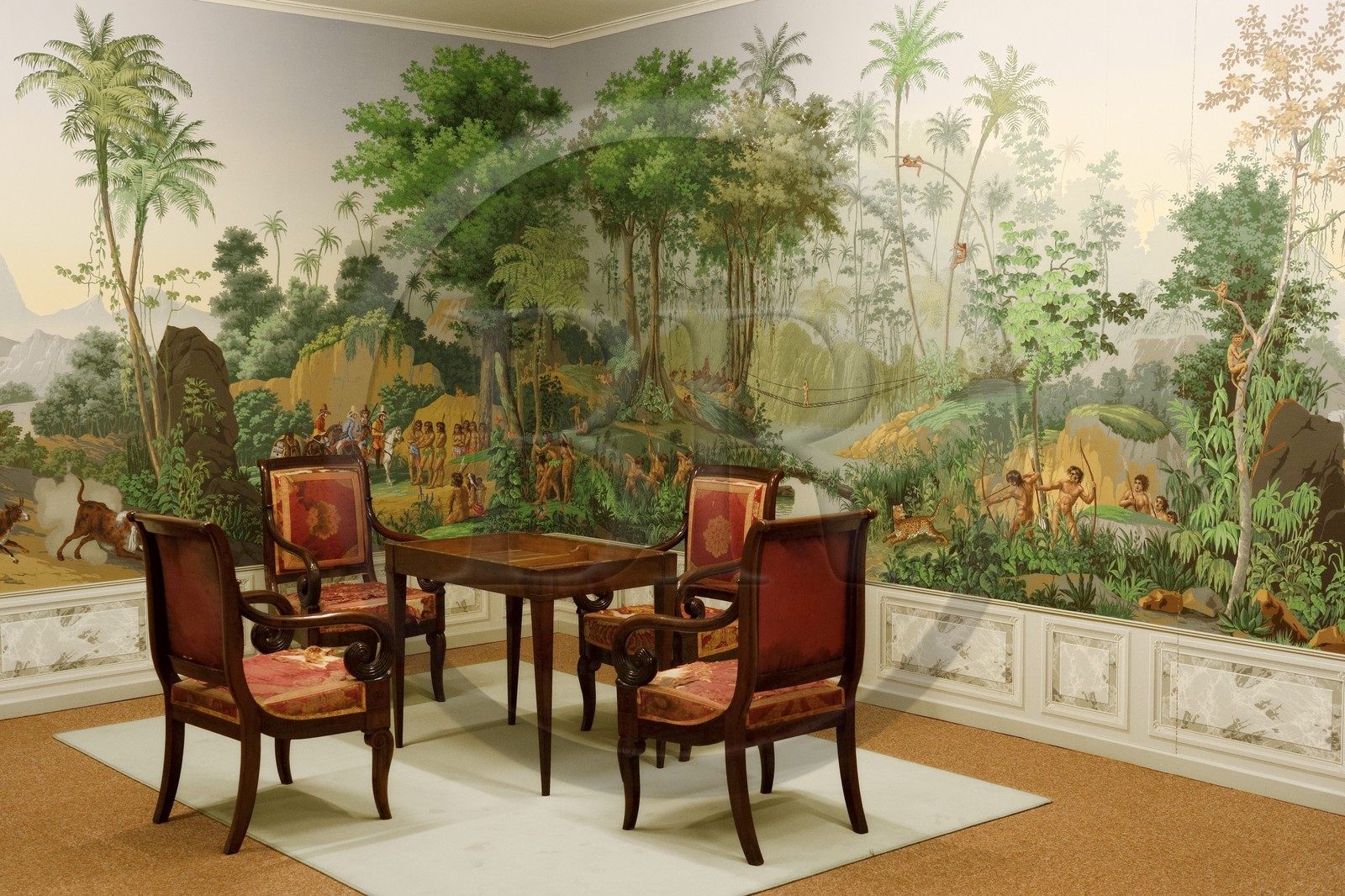 France, Haut-Rhin (68), Mulhouse,  Rixheim, musée du papier peint, panoramique de la manufacture Jean Zuber, décor appellé Vues du Brésil