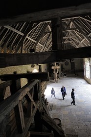 France, Côte-d'Or (21), le Château du Clos-de-Vougeot (vignoble des Côtes de Nuit), la cuverie à l'imposante charpente