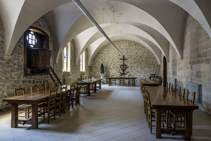 France, Bouches du Rhone, Tarascon, La Montagnette, Saint-Michel de Frigolet abbey (12th century), the refectory