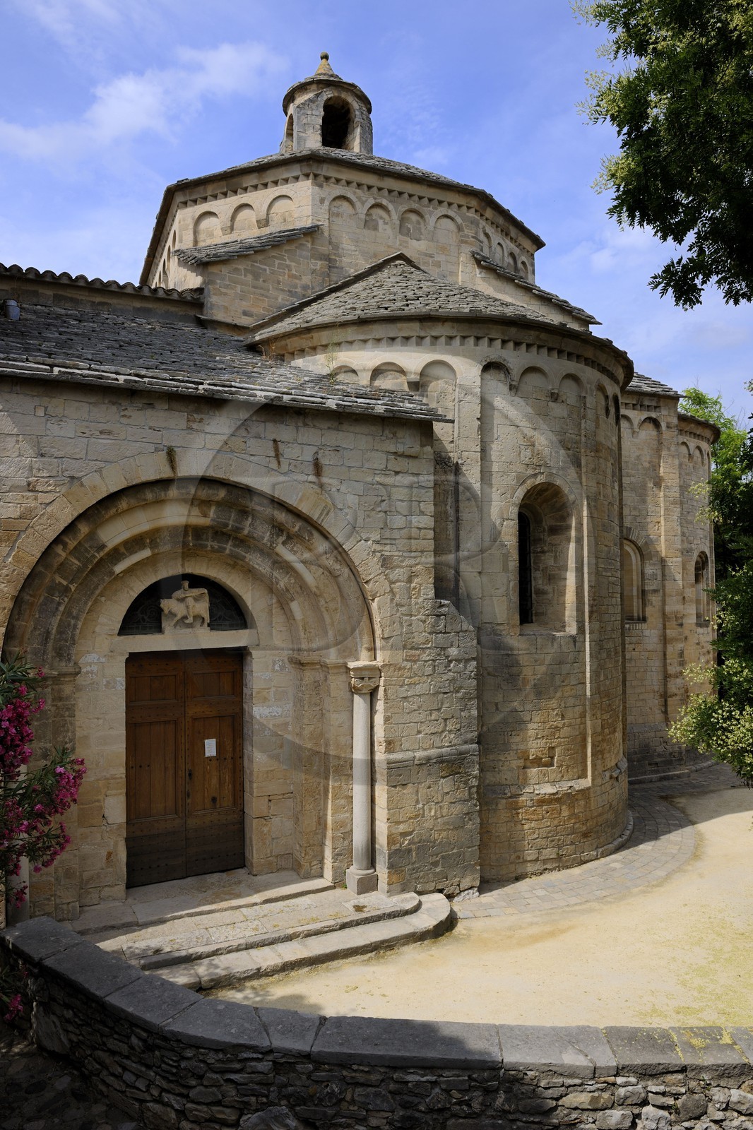 France, Herault, Pic Saint-Loup region, Saint-Martin-de-Londres, the Romanesque church and former priory