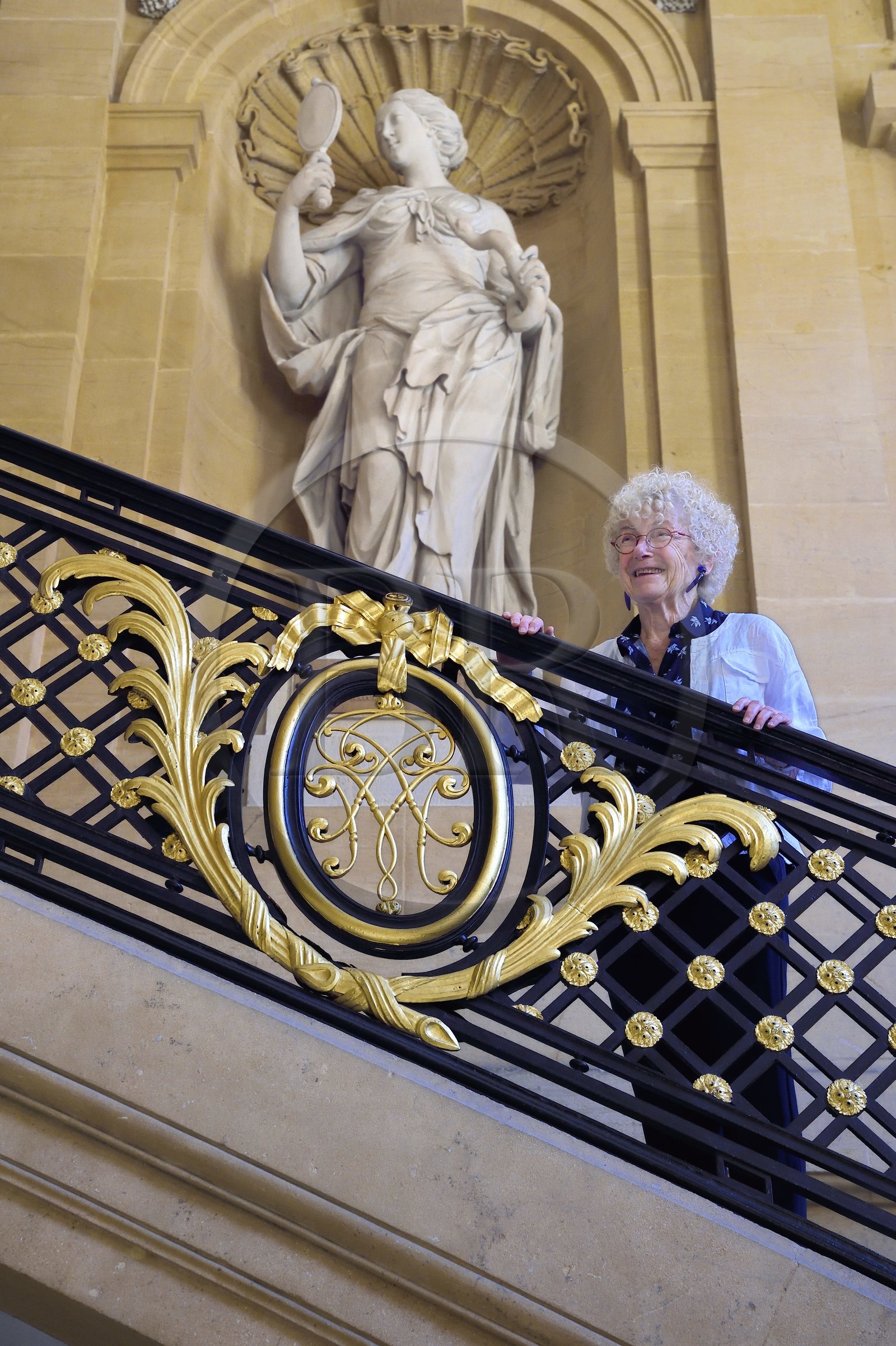 France, Moselle, Metz, the city hall, statue representing Prudence that adorns the monumental staircase, Christiane Pignon-Feller, art historian, specialist in architecture and urban planning
