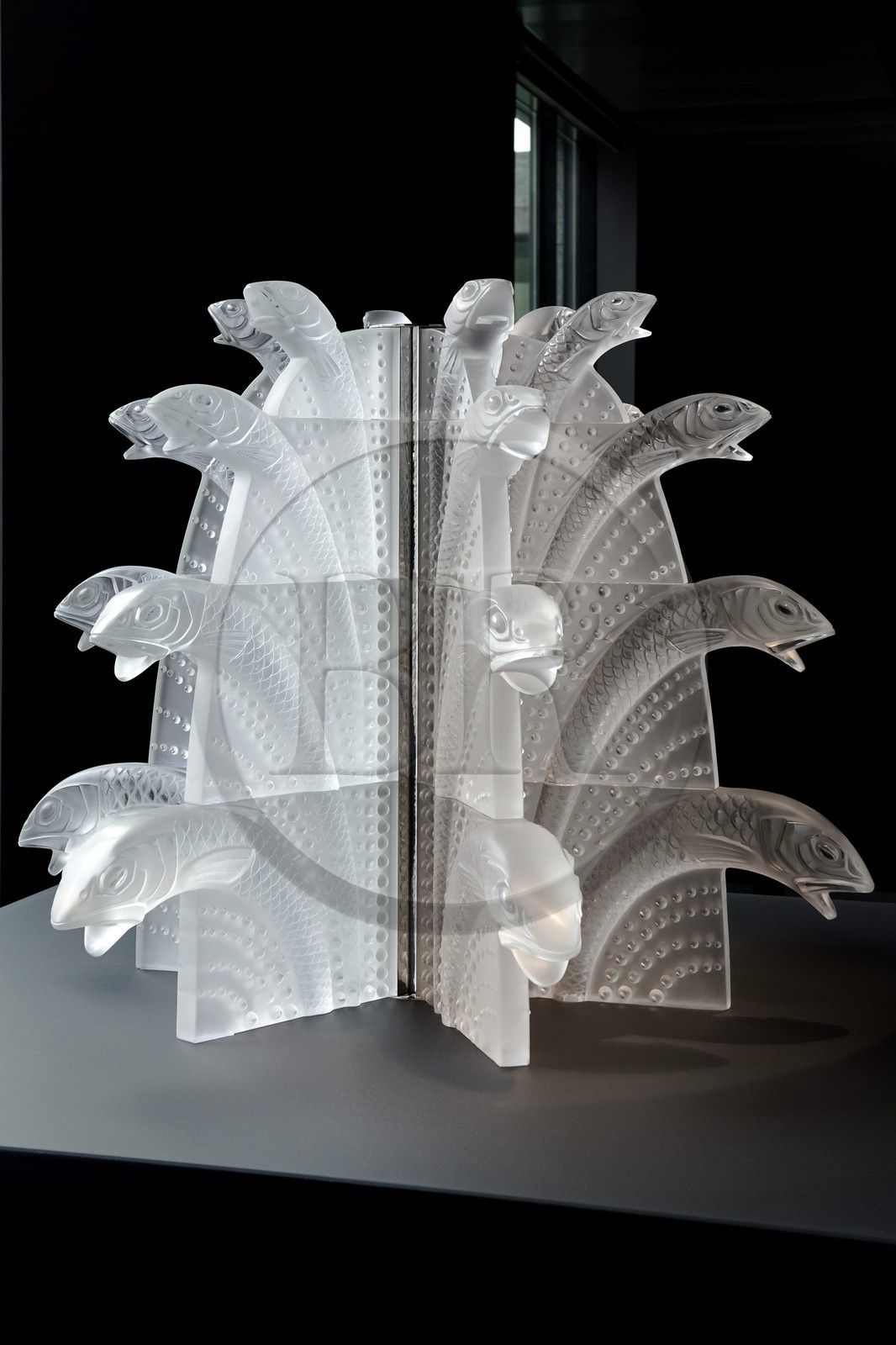 France, Bas-Rhin, Wingen-sur-Moder, Lalique museum, Fish fountain model 1937