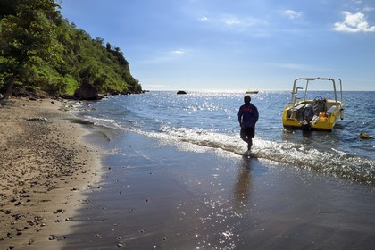 Caraïbes, Ile de la Dominique, Coulibistrie, Batalie Beach et estuaire de la rivière Coulibistrie