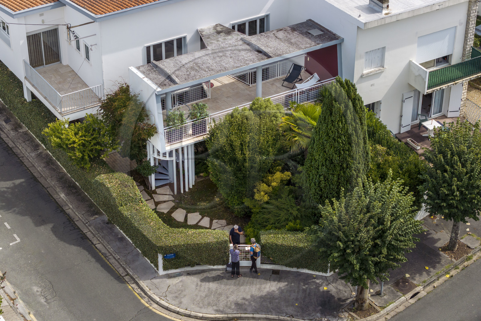 France, Charente-Maritime (17), Royan, villa Mbi ye no (1952) Boulevard Louis Lair des architectes Jean Bauhain, Marc Hébrard et René Baraton (vue aérienne)