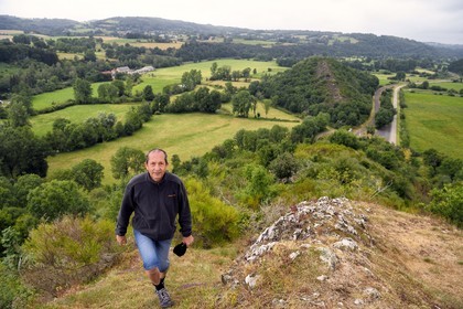France, Puy de Dome, on the basalt mound of Saint-Pierre-Le-Chastel overlooking the Sioule valley, the agricultural engineer and geographer Yves Michelin, passionate about history and paleontology, is also the author of books and one of the actors in the classification of the Chaîne des Puys and the Faille de Limagne as World Heritage by Unesco