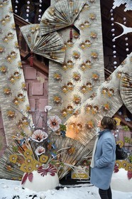 France, Haut Rhin, Mulhouse, City Hall, Marie-Jo Gebel creator of the official Christmas fabric of the city of Mulhouse, here that of 2021