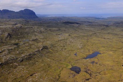 Royaume-Uni, Ecosse, Highland, Sutherland, Inchnadamph, paysages des Highlands du Nord vers Lochinver (vue aérienne)