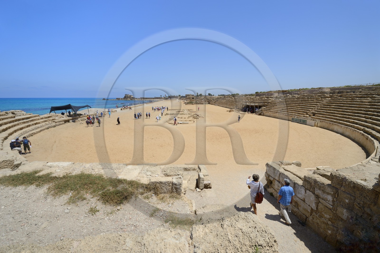 Israël, district d'Haifa, Césarée (Caesarea Maritima), ruines de Césarée, l'hippodrome romain