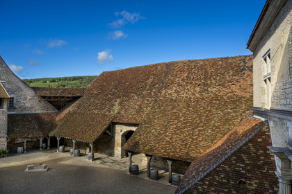 France, Cote d'Or, cultural Landscape of the climates of Burgundy listed as World Heritage by UNESCO, Route des Grands Crus (road of Vintage Wines), vineyard of the Côte de Nuits, Vougeot, the Chateau of Clos de Vougeot, 15th century winery building