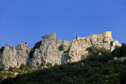 France, Aude (11), Pays Cathare, le château de Peyrepertuse du XIIe siecle