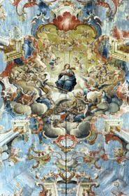 Brazil, Minas Gerais state, Ouro Preto, historical center listed as World Heritage by UNESCO, igreja de Sao Francisco de Assis, Saint Francis of Assisi church, painted ceiling (Gold Route, Estrada Real)