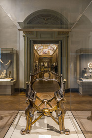 France, Paris (75), Bibliothèque Nationale de France (National Library of France), Richelieu site, the Mazarin gallery, Throne of King Dagobert, late 8th - 9th century