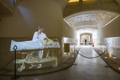 Espagne, Catalogne, Barcelone, quartier d'El Guinardo, ancien Hospital de la Santa Creu i de Sant Pau classé Patrimoine Mondial de l'UNESCO, de style moderniste par l'architecte Domenech i Montaner, aujourd'hui un musée et un centre culturel, il était composé de pavillons reliés par des souterrains