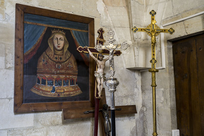 France, Bouches du Rhone, Tarascon, the royal collegiate church of Sainte-Marthe built in the 11th and 12th centuries, reproduction of the reliquary that disappeared during the revolution and contained the skull of Saint Martha