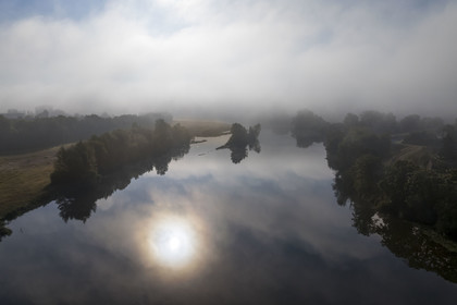 France, Nièvre, Nevers, the Loire upstream from the Pont de la Loire (aerial view)