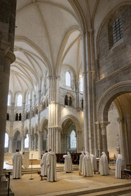 France, Yonne, regional natural park of Morvan, Vézelay, a UNESCO World Heritage site, labelled Les Plus Beaux Villages de France, starting point of one of the main ways to Santiago de Compostela, the Basilica of Saint Mary Magdalene, religious service of the brothers and sisters of the Jerusalem Fraternity