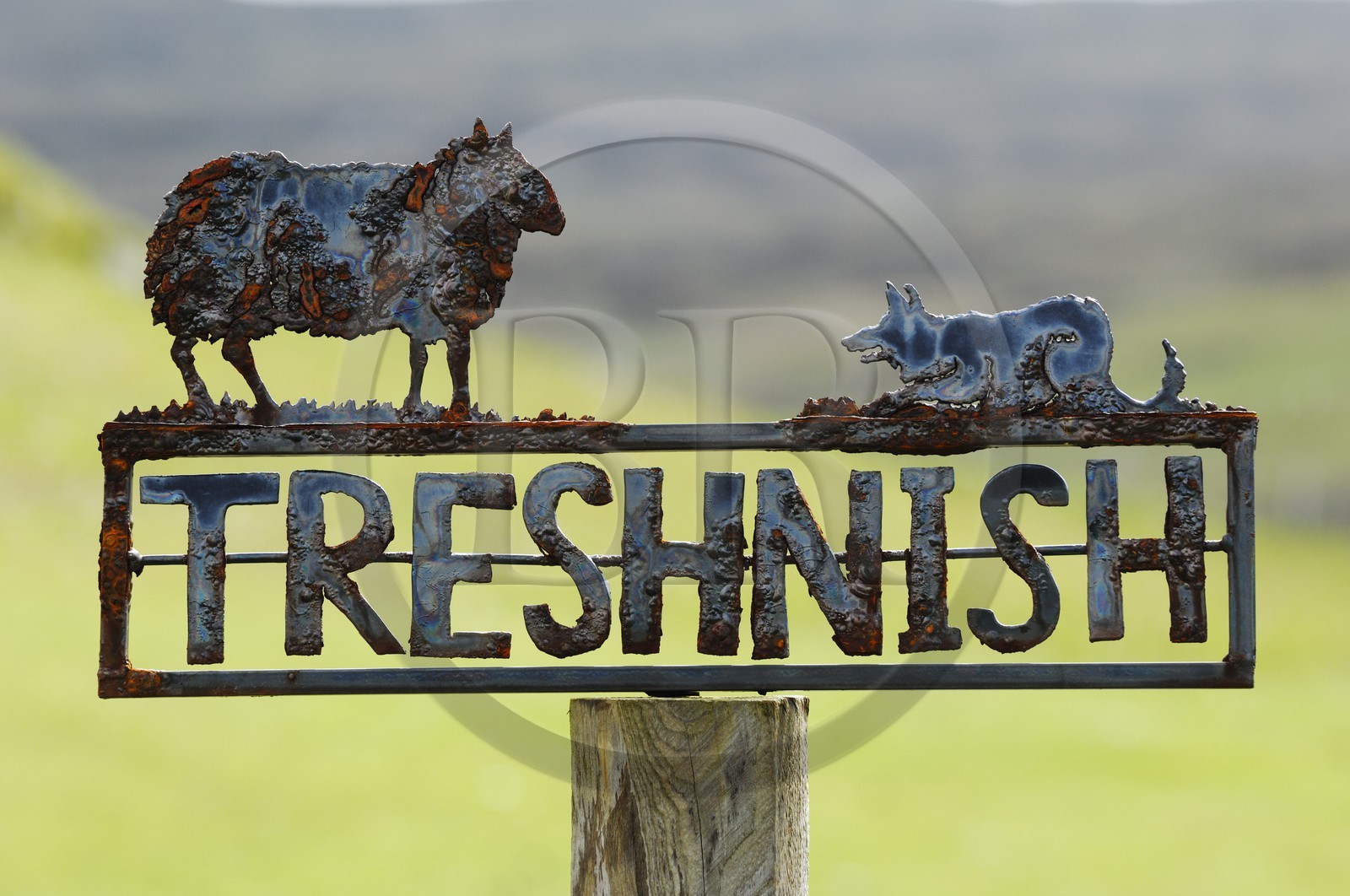 Royaume-Uni, Ecosse, région des Highlands, les Hébrides, île de Mull, panneau du nom d'une ferme