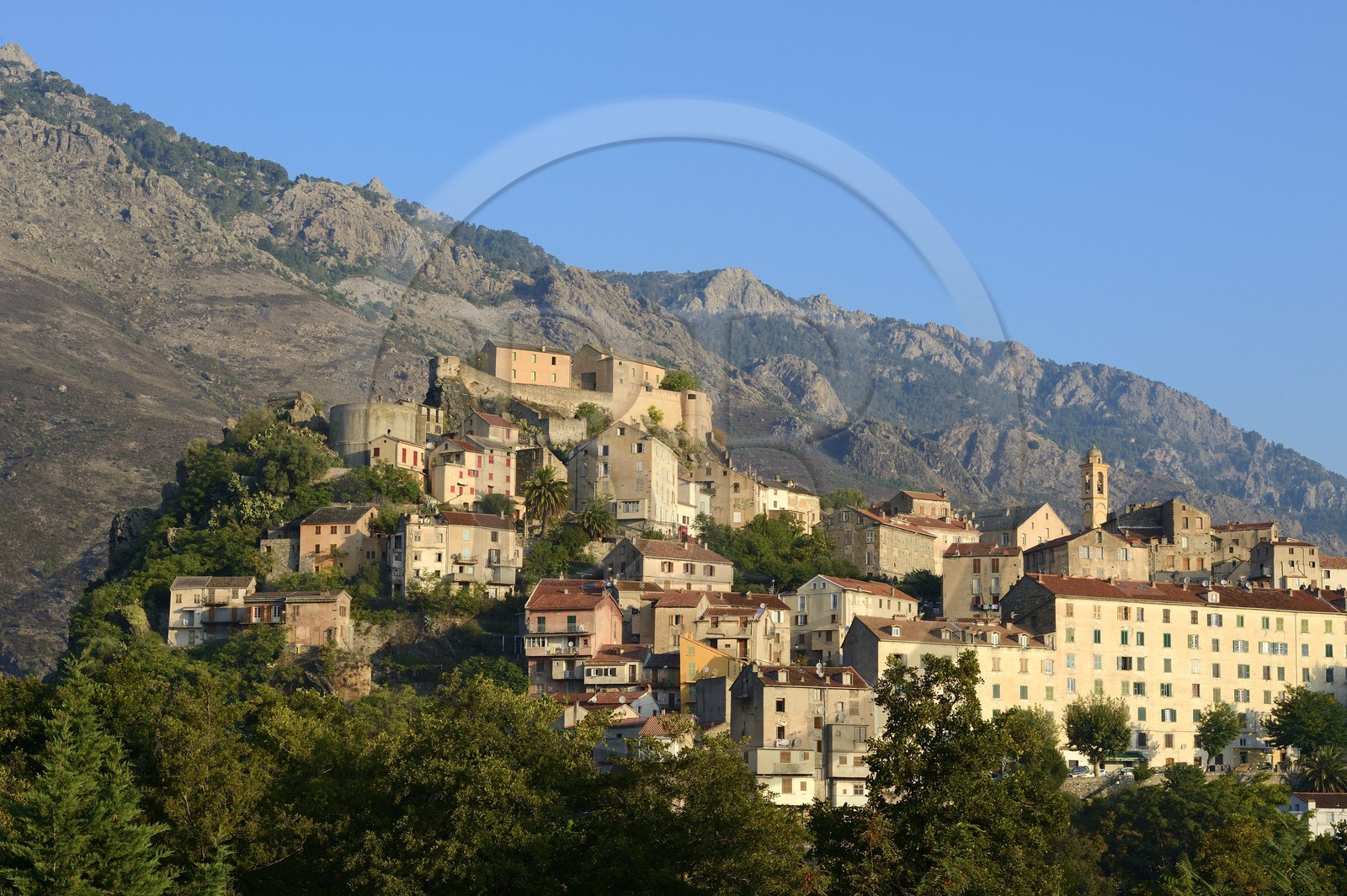 France, Haute-Corse (2B), Corte, la citadelle du XVe siècle domine la vieille ville