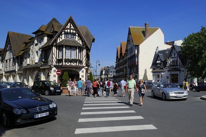 France, Calvados, Pays d'Auge, Deauville, half timbering house of the department store Printemps