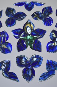France, Alpes-Maritimes (06), Nice, musée national Marc Chagall de l'architecte André Hermant et créé à l'initiative d'André Malraux, La Rose Bleue (1964) vitrail d'essai pour la cathédrale de Metz