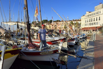 France, Var, Sanary-sur-Mer, traditional fishing boats called pointus in the port