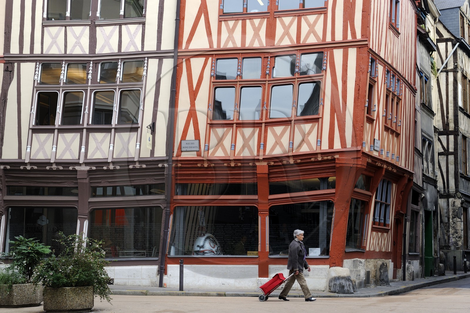 France, Seine-Maritime (76), Rouen, maison médiévale à pan de bois Rue des Bons enfants