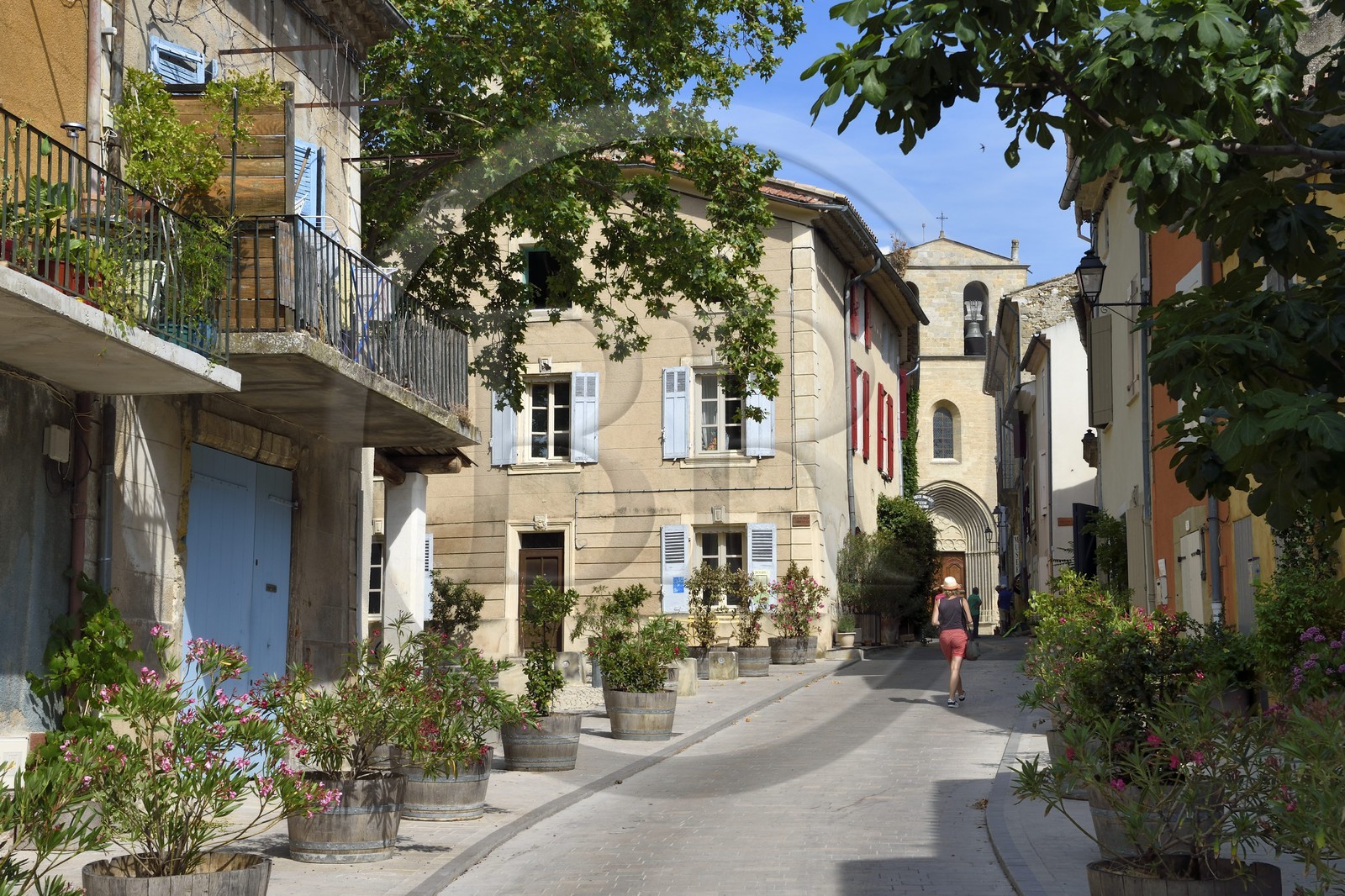 France, Vaucluse (84), Parc Naturel Regional du Luberon, Cucuron, labellisé Les Plus Beaux Villages de France, rue menant à l'église Notre Dame de Beaulieu
