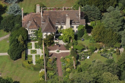 France, Seine-Maritime, Varengeville-sur-Mer, manor of Le Bois des Moutiers Estate (aerial view)